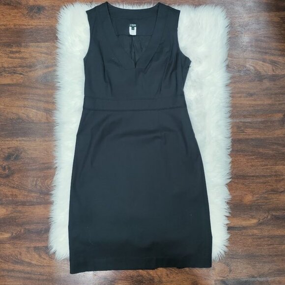 J.Crew Classic Black Lined V-Neck Sleeveless Sheath Dress Women's Size 8 - Picture 2 of 10